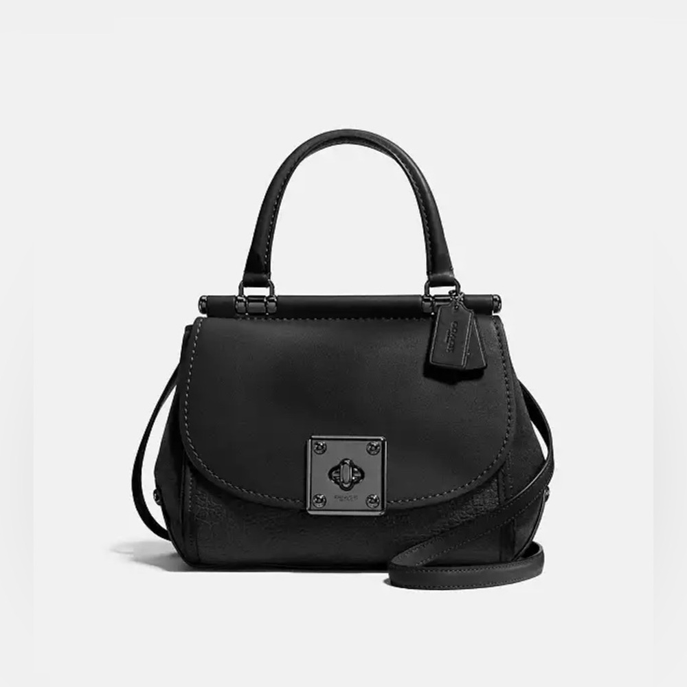 Coach Drifter Black Mixed Leather Carryall Satchel Handbag